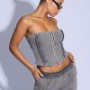 Co-Ords Murci | Jersey Corset Top In Acid Washed Grey