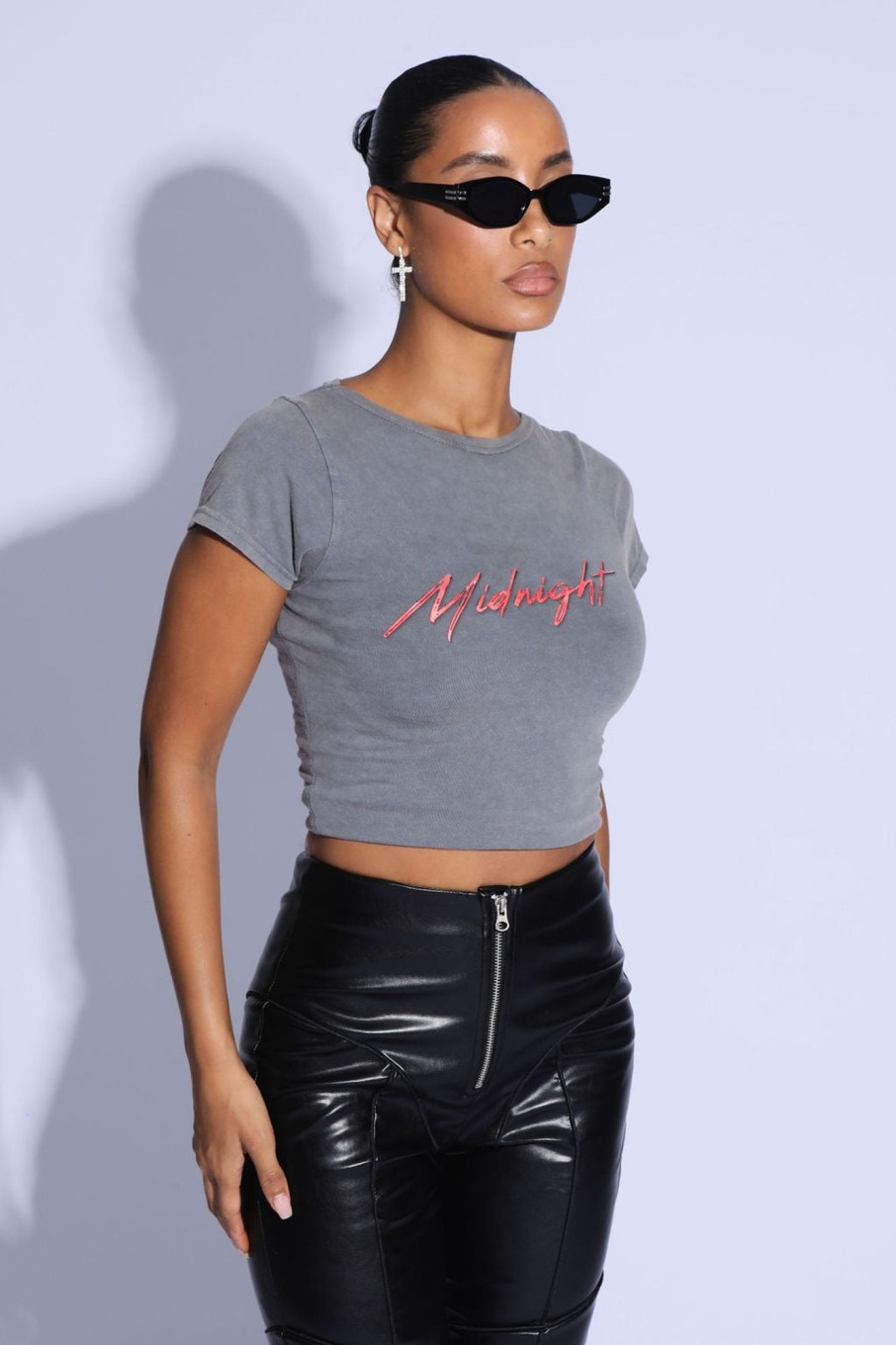 Tops Murci | Slash Neck Baby Tee In Washed Midnight