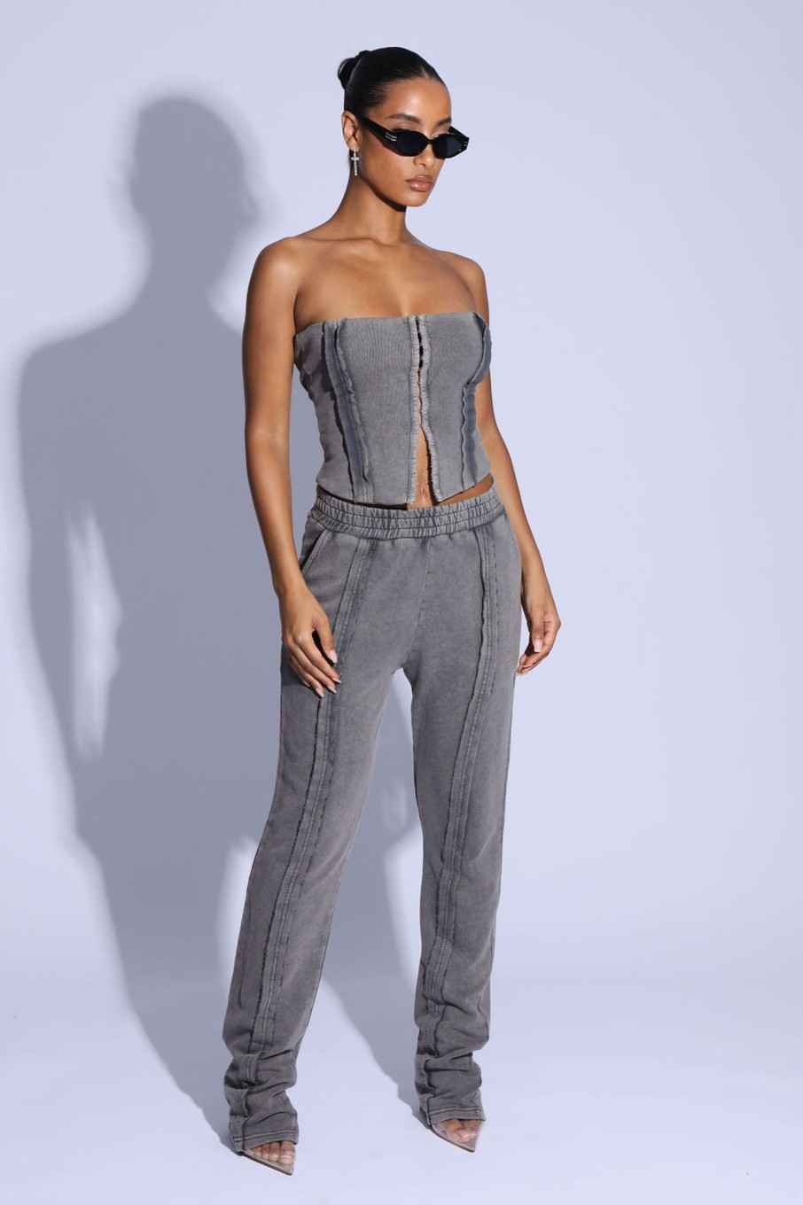 Loungewear Murci | Skinny Flare Joggers In Acid Washed Grey