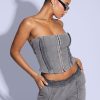 Loungewear Murci | Jersey Corset Top In Acid Washed Grey