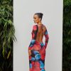 Swimwear Murci | Red Floral Mesh Maxi Dress