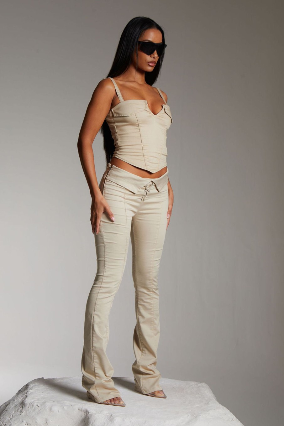 Trousers Murci | Lace Up Trousers In Stone