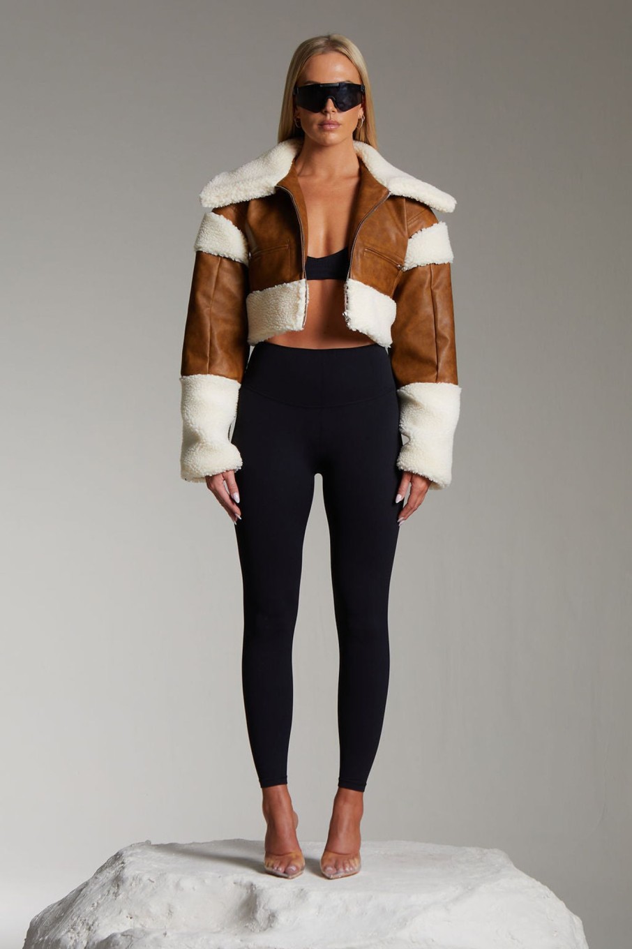 Coats & Jackets Murci | Shearling Aviator Jacket In Russet And Cream