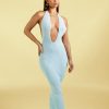 Dresses Murci | Body Contour Knit Maxi In Mirage Blue