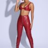 Trousers Murci | Pu Piped Detail Leather Leggings In Cherry