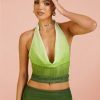 Co-Ords Murci | Mesh Cowl Neck Top In Green Gradient