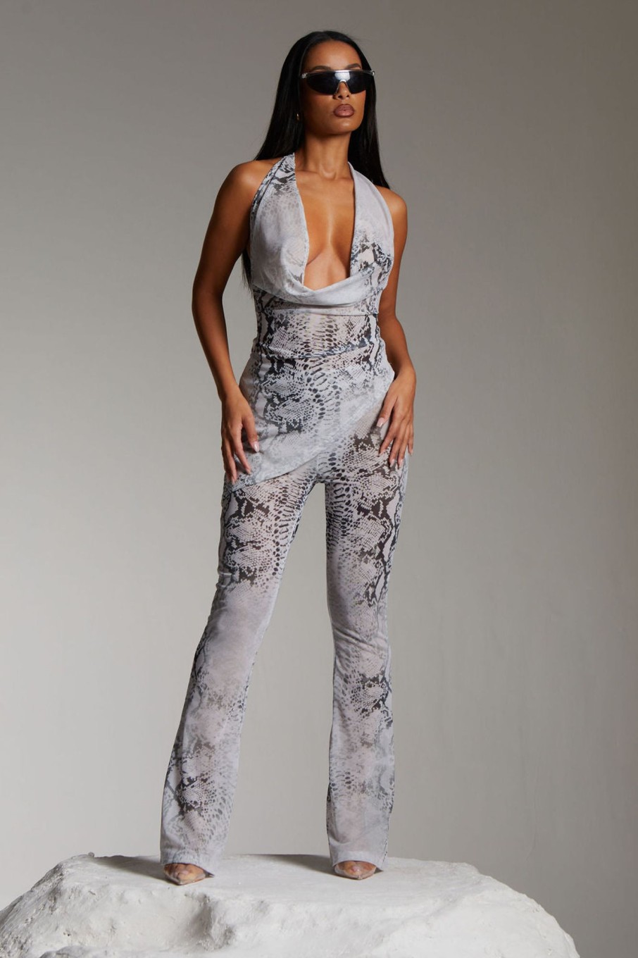 Co-Ords Murci | Fit And Flare Trousers In Sage Snake